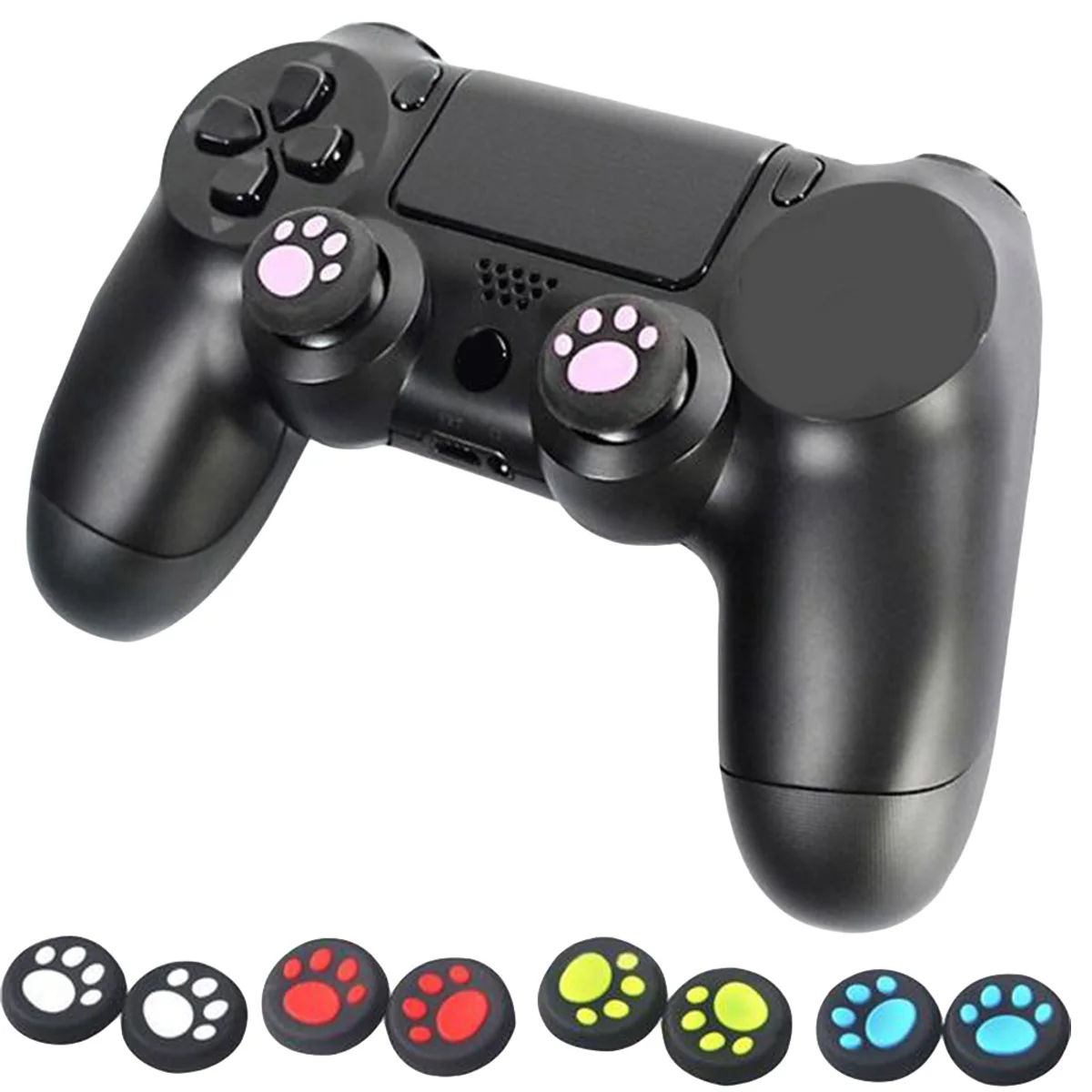 

4Pcs Cat Paw Pattern Joystick Covers Soft Silicone Thumb Grips for 360 Comfortable Anti-Slip Game Controller