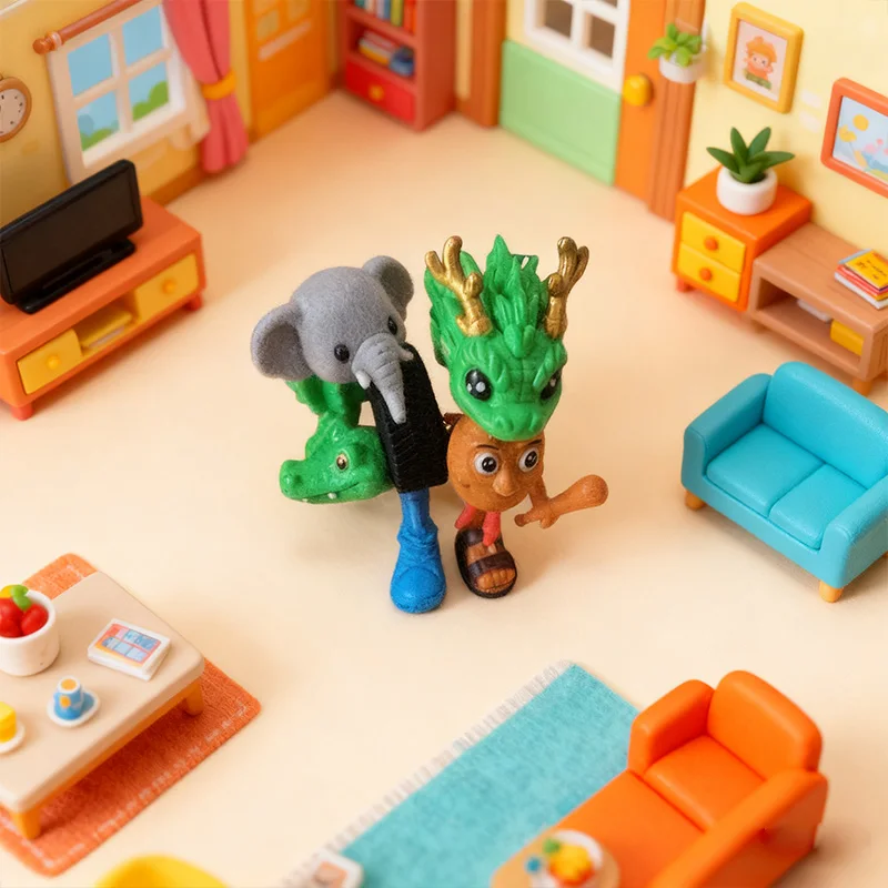 الإبداعية Q نسخة من Shanhaijing Diy التفكيك الجمعية الانصهار دمية مكتب منزلي الحلي الزينة