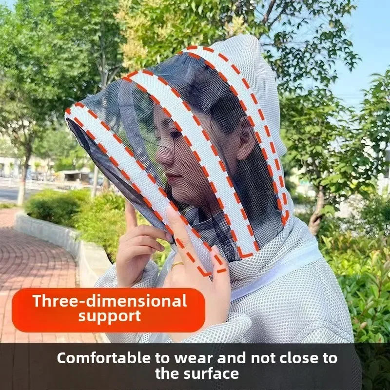 ملابس واقية لمكافحة تربية النحل، معدات النحل الملتصقة الجديدة ذات الهواء السميك لكامل الجسم، ثلاثية الأبعاد قابلة للتنفس ومضادة للنحل ج #3