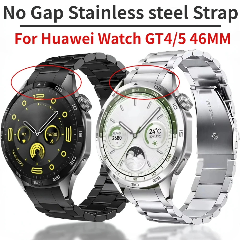 

No Gap Stainless steel Strap for Huawei Watch GT4 46mm Official Metal Bracelet Belt for Huawei Watch GT5 46MM Business Wristband