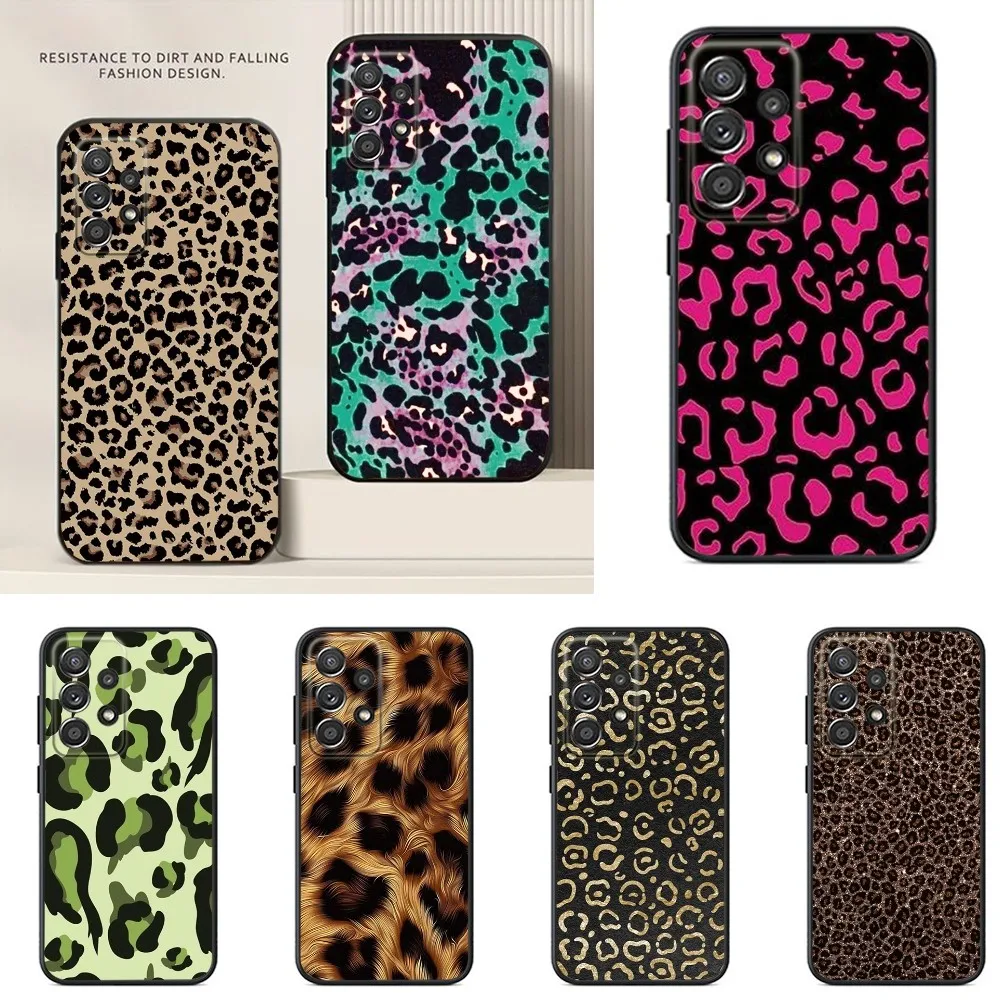 

Black Leopard Print Pattern Silicone Phone Case For Samsung S24,23,22,21,20,10,10E,S9 Plus FE Note 20 Ultra 10,9 Plus Black Case