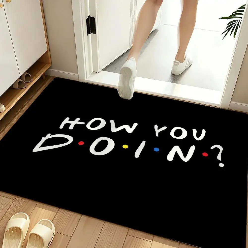 How You Doin Colorful Dots Funny Quote Graphic Floor Mat Soft Flannel Non Slip Absorbent Entryway Bathroom Bedroom Garage