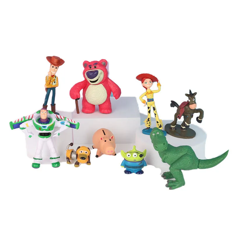 9pcs Anime Toy Story Action Figure Buzz Lightyear Woody Jessie Alien Kawaii Model Doll Collectible Hobby Toys Kids Gift