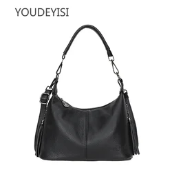 YOUDEYISI  Leather Women Shoulder Crossbody Bags Luxury Tassal  Bags Casual Genuine Leather Handbag Female Tote Sac