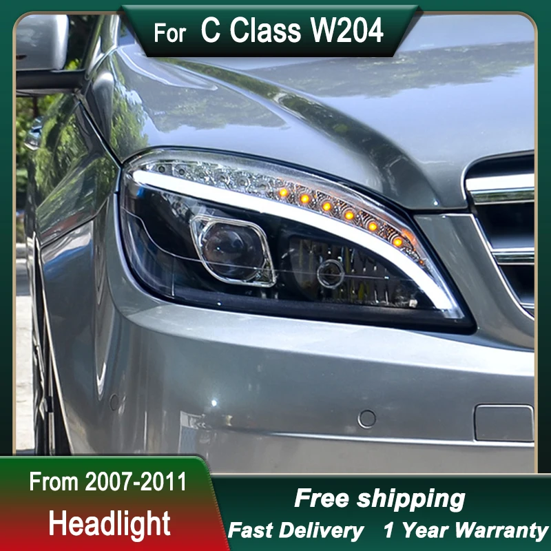 Car Headlights For Mercedes Benz C CLASS W204 07-11 modify LED Head Lamp DRL Dynamic Signal Lamp Head Lamp Front light Assembly