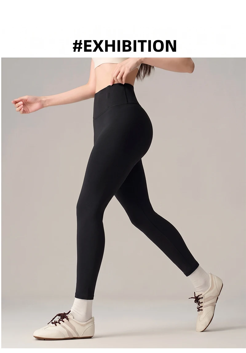 BIVIGAOS Autumn Fish Bone Waist Brushed Inside Sharkskin Leggings Women Light Fleece Tight Fit Slimming Sport Yoga Base Leggings