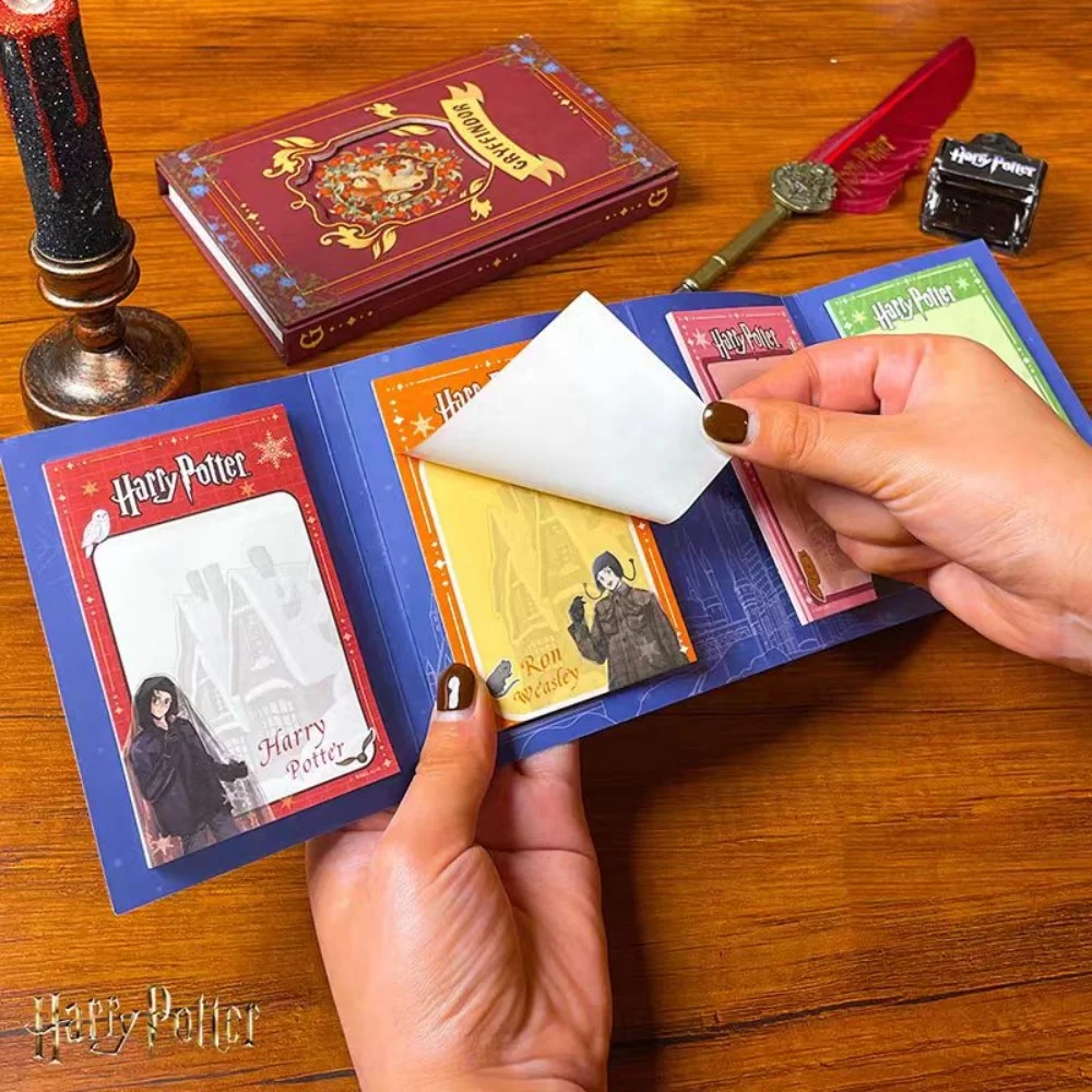 80 Uds. De notas autoadhesivas auténticas de Harry Potter, 4 estilos, papelería de dibujos animados de Hogwarts, notas adhesivas, notas de mensaje familiar, regalos