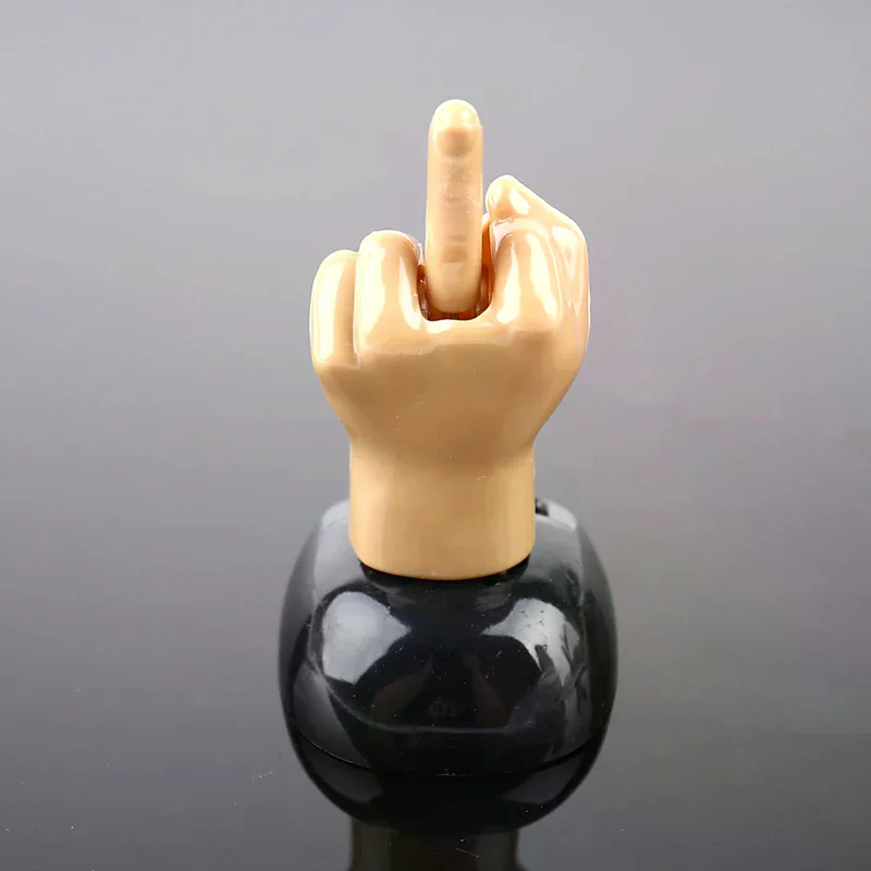 Solar Powered Mid Finger Shaking Toy Car Dashboard Dancing Figure Toy Brown Creative Car Bobbleheads Decorative Ornament