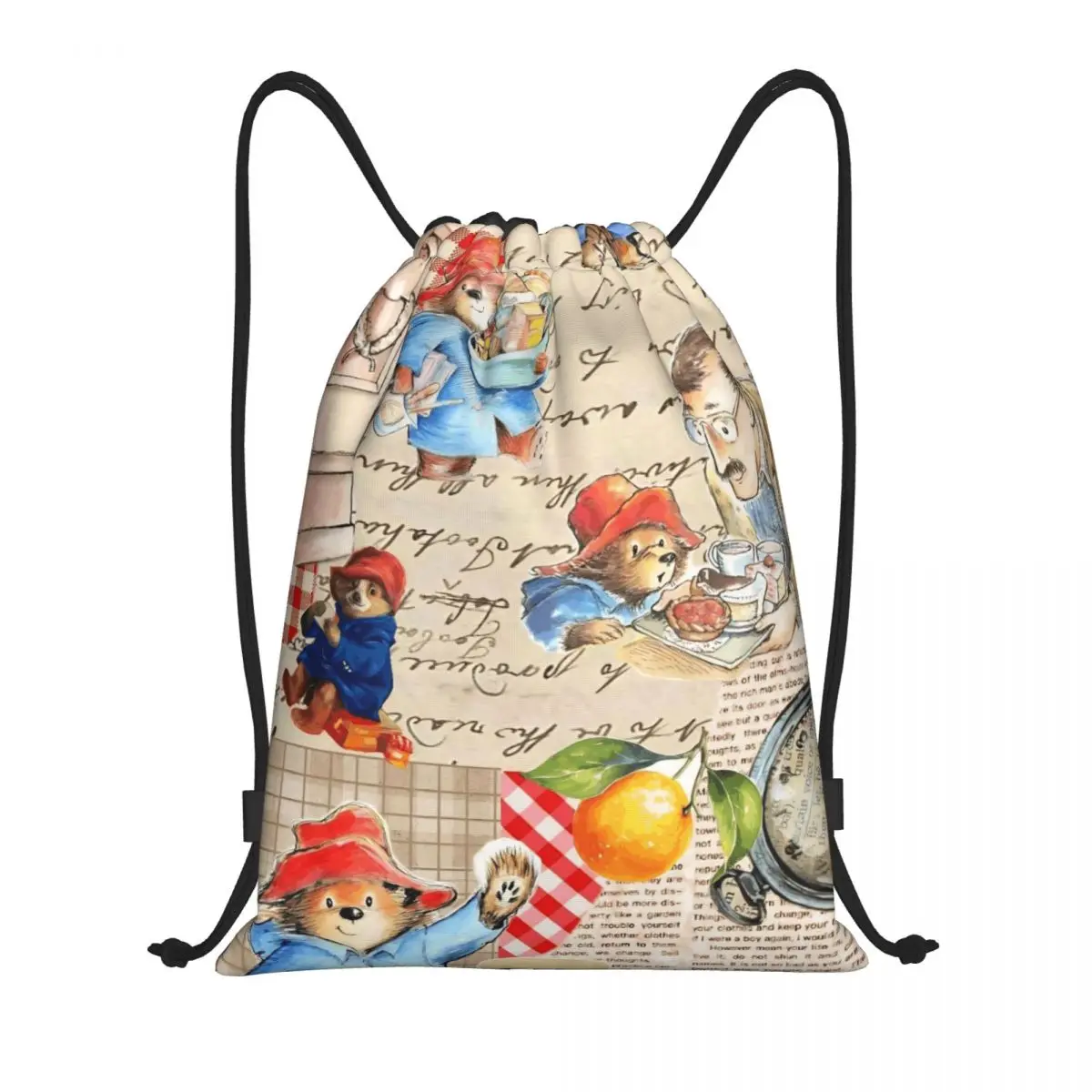 

Милый рюкзак Paddington с бурым медведем на шнурке, спортивный рюкзак для спортзала, сумка на шнурке для тренировок