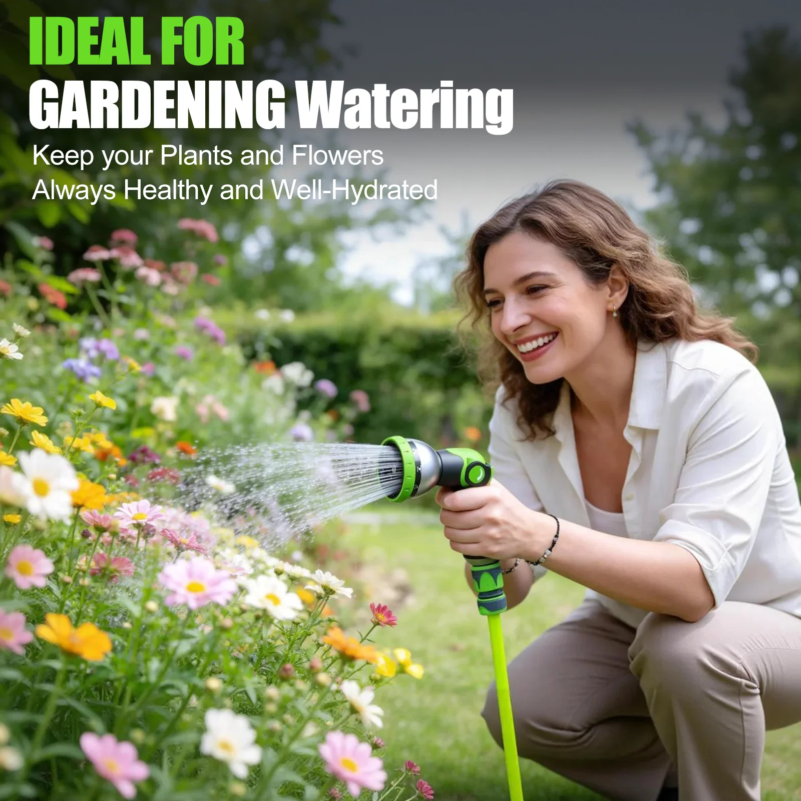 10-Modus-Gartenschlauchdüse aus Zinklegierung, Hochdruck-Wasserpistole für Autowäsche, Gartenbewässerung und Sprühwerkzeuge – Detail 9