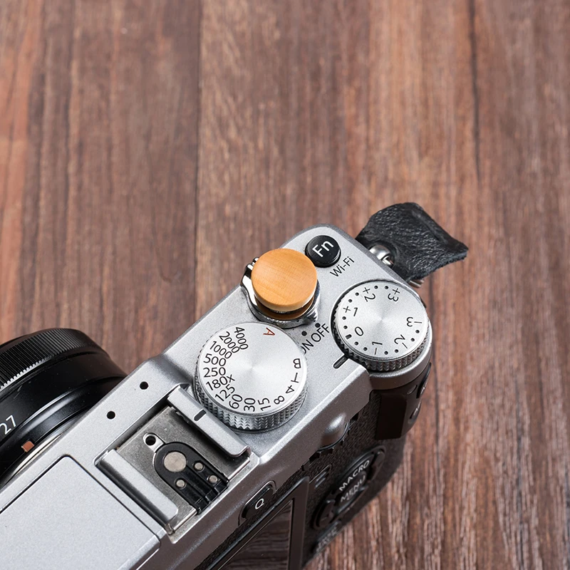 Botón de liberación del obturador de superficie cóncava de madera para Fujifilm X100F, X100V, XT4, XT30, 20, XPRO2XE3, M10P, Fuji X100F