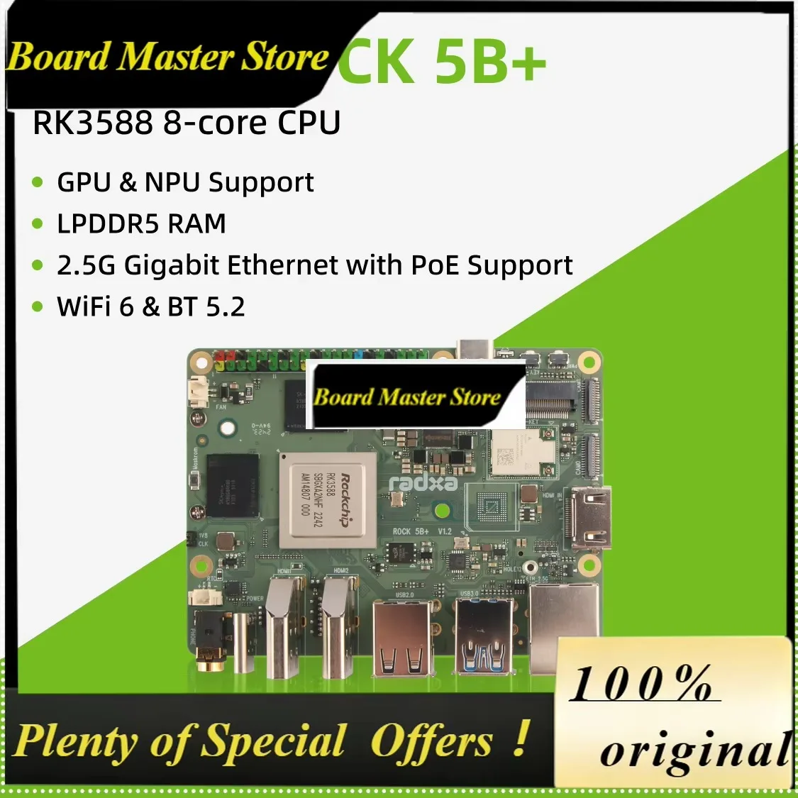BoMaSRadxa Rock 5b+ Rock 5b Plus Rk3588 8-core Cpu, Gpu & Npu Support, 8k , Lpddr5 Ram And Wifi 6 Single Board Computer