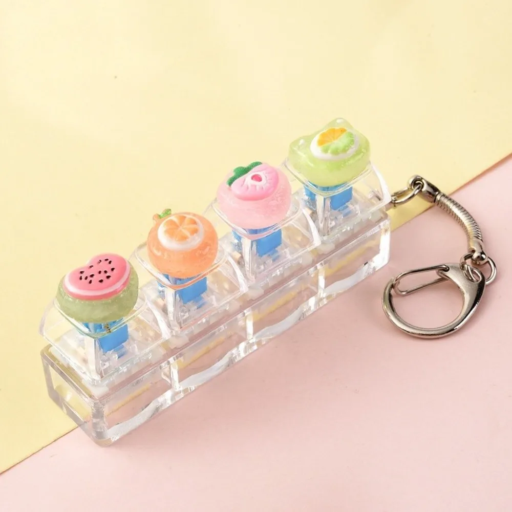 Ideal Travel Companion 4-Key Fidget Keychain Fruit Portable Push Button Keychain Cute Mini Reduce Pressure Travel Companion