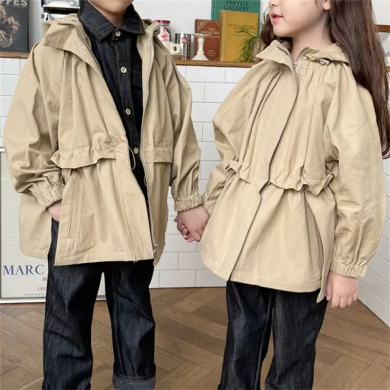 Children's  Autumn/Winter Fashion New Children's Wear Coat  Korean  Loose Hooded Work  Windbreaker  kids jackets for girls