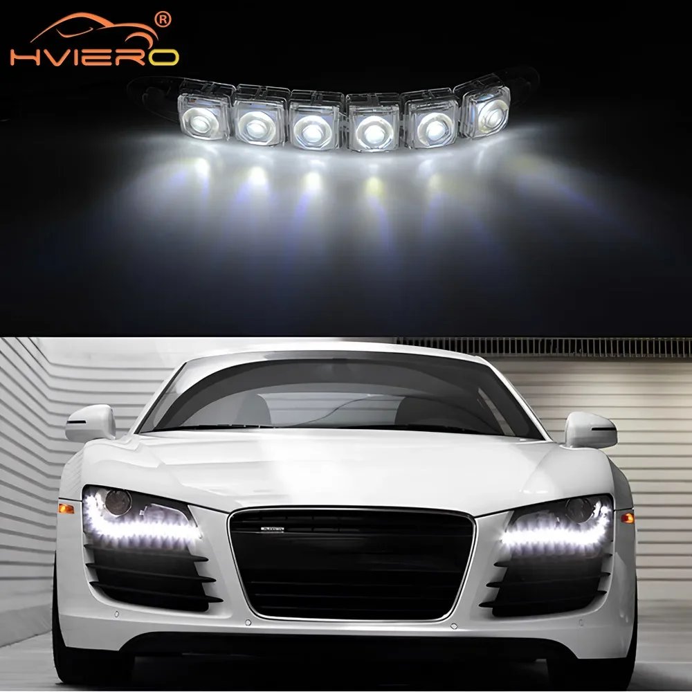 

1X Car Led DRL Daytime Running Light Flexible 6LED Waterproof Driving Fog Bulb Warning Lamp Reversing Brake Signal LED Headlight