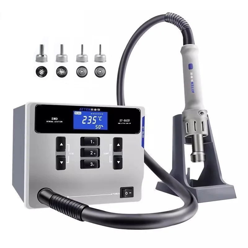 

Паяльная станция ATTEN ST-862D с термофеном, бессвинцовая, 110В, 1000Вт, для BGA-пайки, ремонтная станция для демонтажа, ремонт микросхем печатных плат ﻿