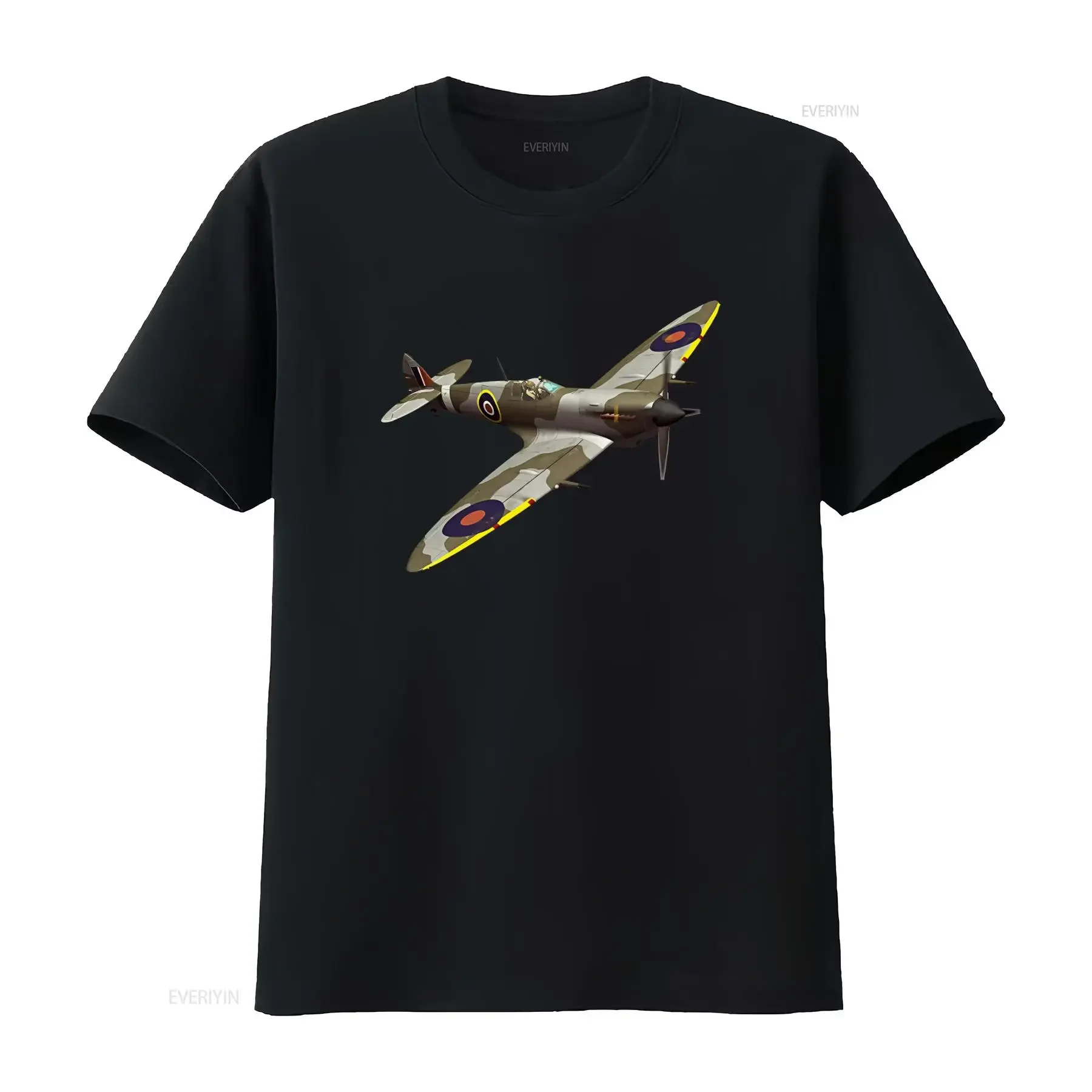 Vintage Supermarine Spitfire Flying Solo Men's Cotton T Shirt Retro Military Aviation Design Comfortable Fit Perfect for