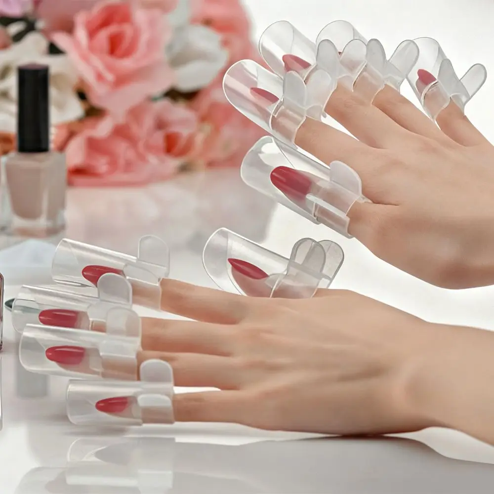 5pcs High Quality Transparent Nail Protective Cover Anti-scratch Reusable Nail Polish Wear Detachable Nail Care Tools