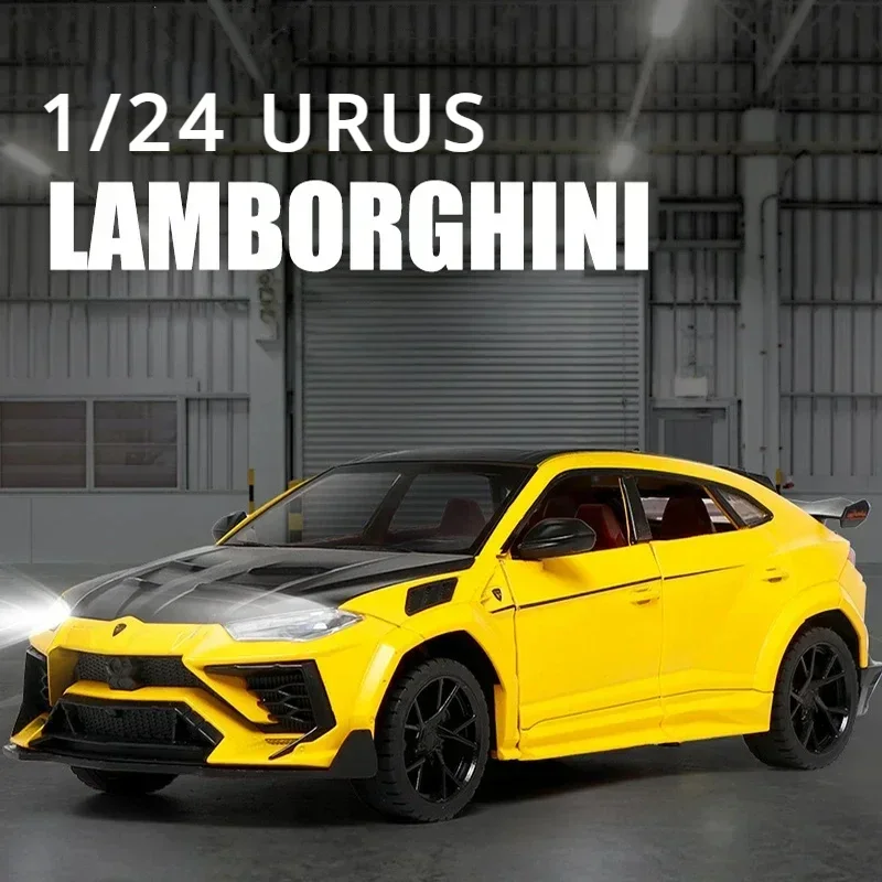 1:24 람보르기니 URUS SUV 수정 버전 럭셔리카 로고 모델, 다이캐스트 금속 사운드 라이트 레이싱 카 모델, 시뮬레이션 어린이 장난감 선물