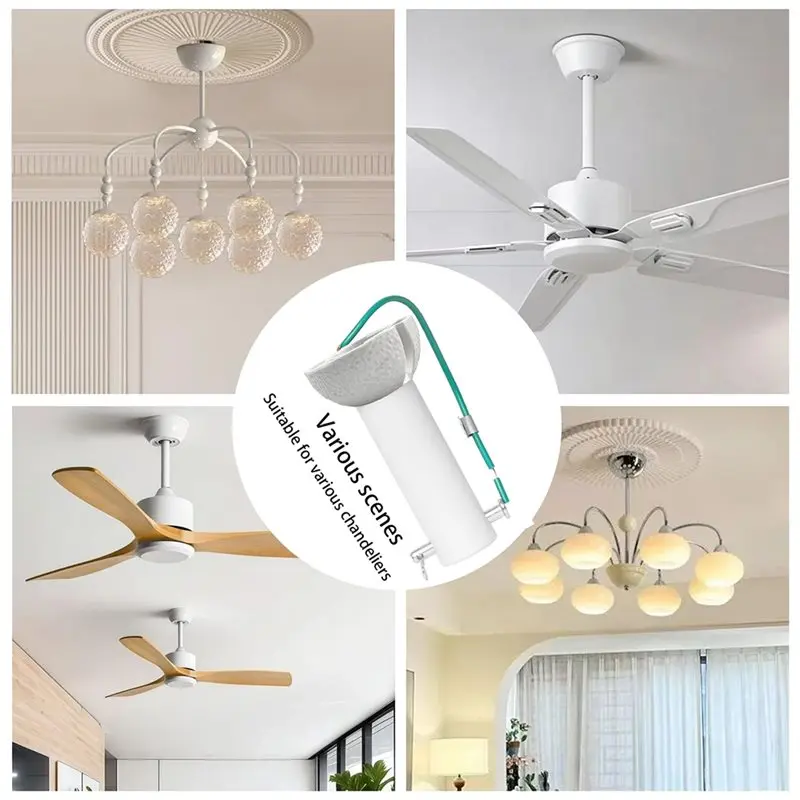 [NEW!N92R】 Complete Ceiling Fan Downrod Installation Kit In White- For Enhanced Airflow Performance