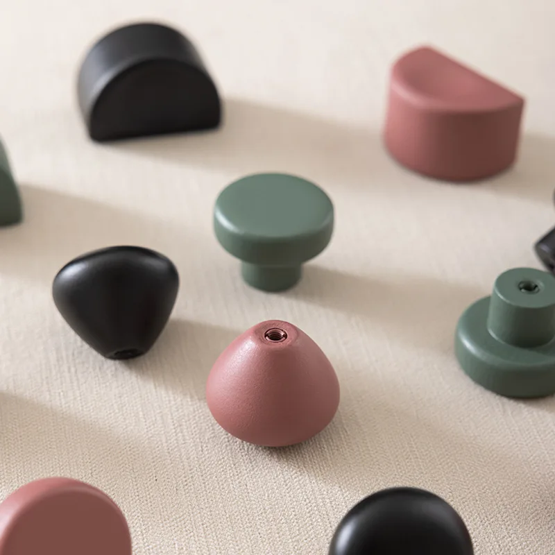 

Original Maillard color single-hole wardrobe cabinet drawer handle made of solid wood painted with lacquer Nordic style handles