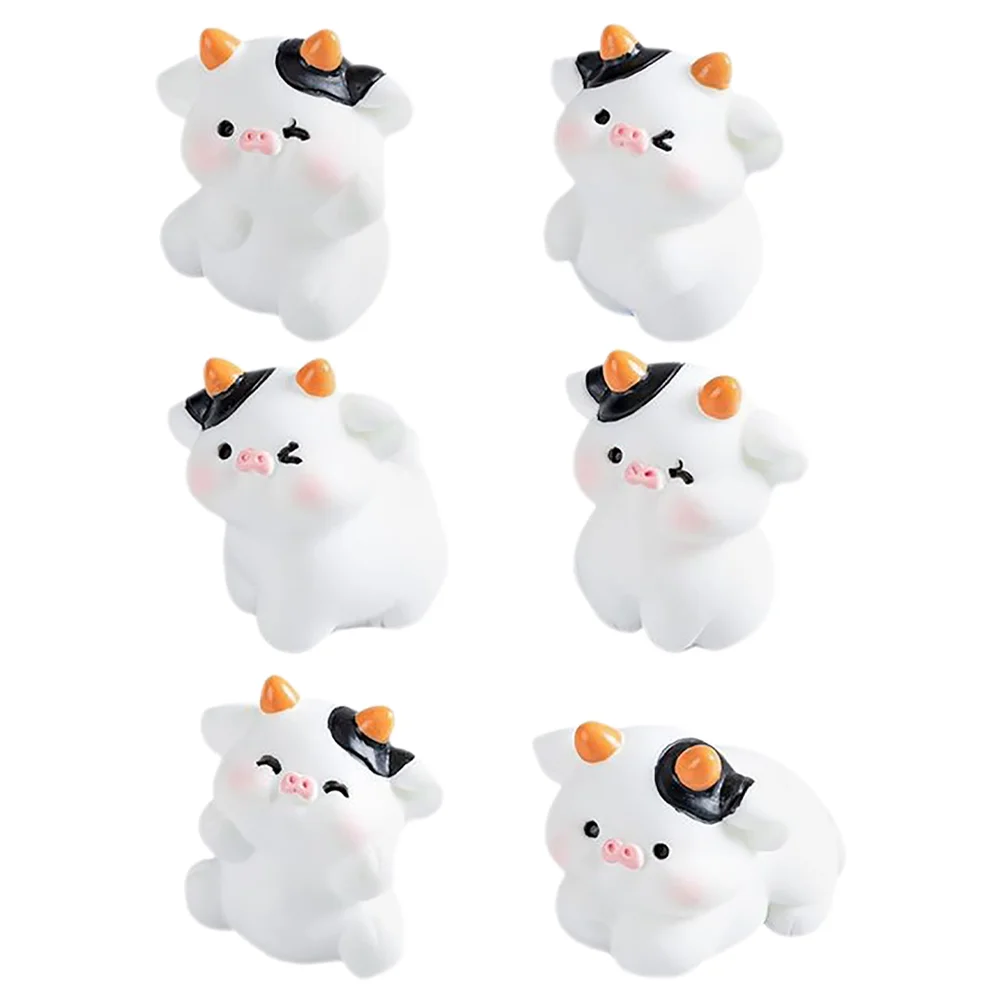 6 Pcs Tiny Figurines Crafts Resin Statue Sculpture Mini Figures