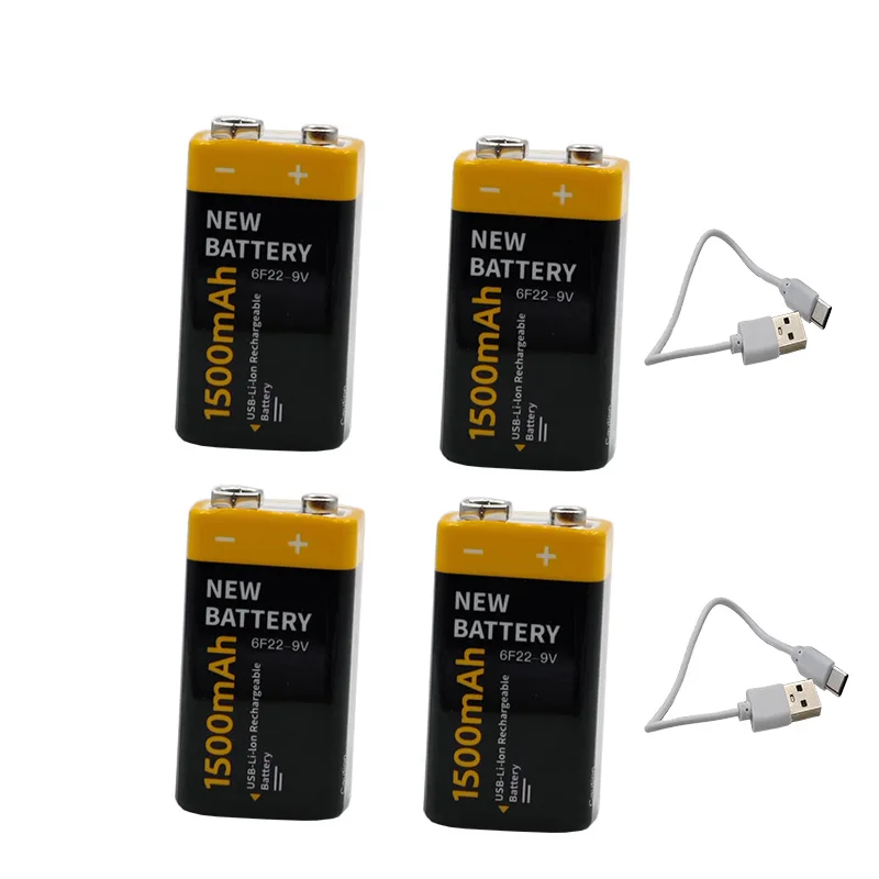 Recargable Li-ion 9V 6F22 1500mAh USB Batería Tipo - Puerto C Micrófono Multímetro Juguete Instrumento de Control Remoto Medidor