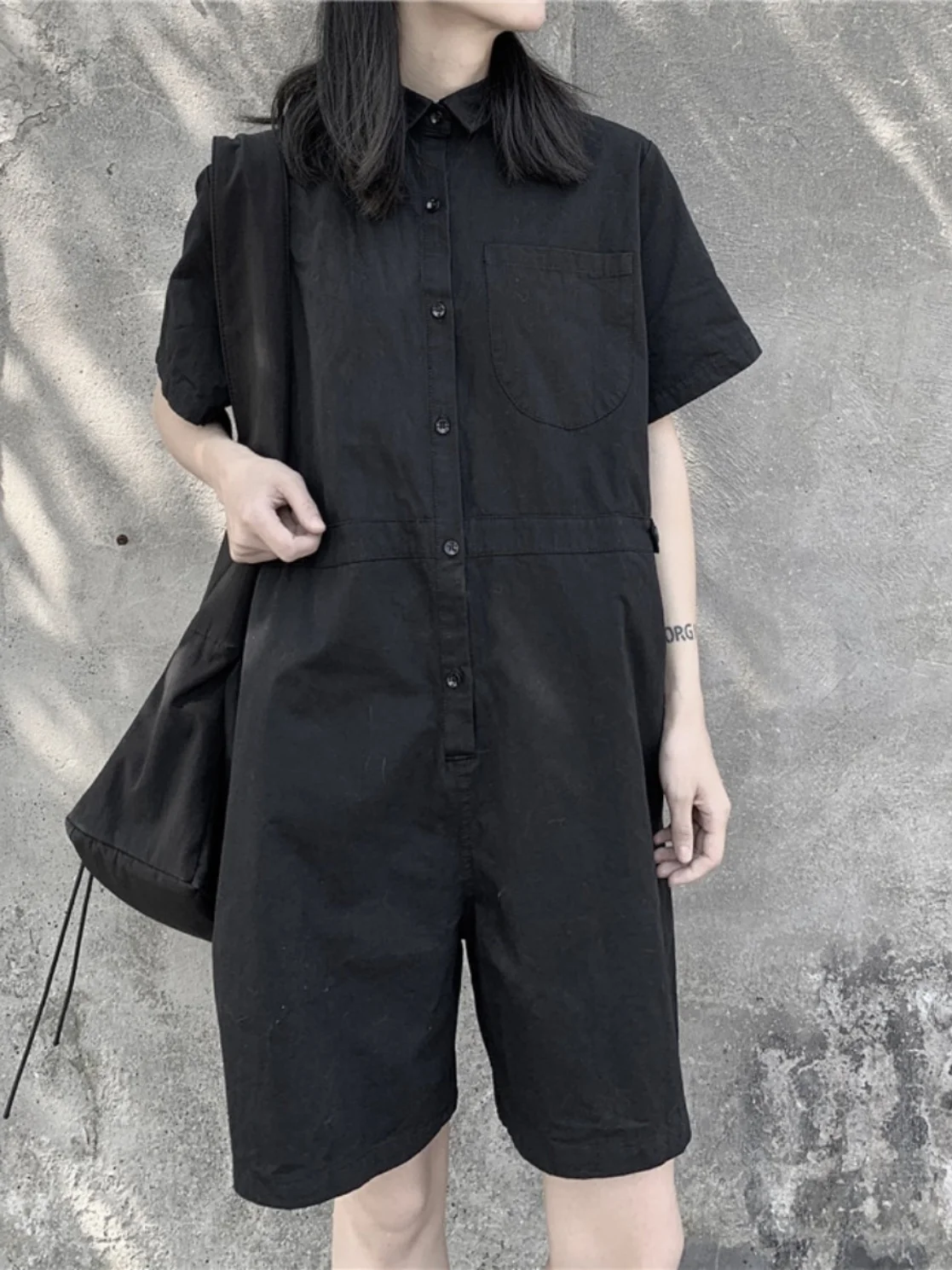 

k Personali Workwear Design Loose Slimming Casual Overalls orts Women's Men's Five-Quarter Pants Summer New Sle