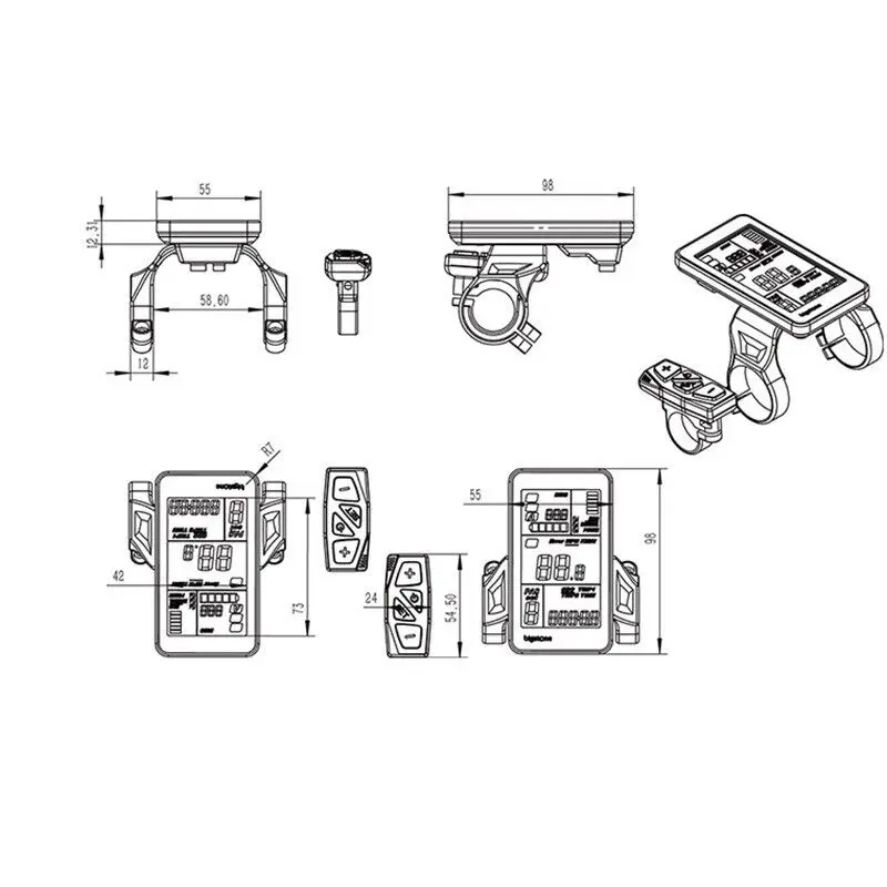 Kit di conversione bici elettrica, display LCD bici elettrica, controller motore, accessori scooter, C600E, 48V