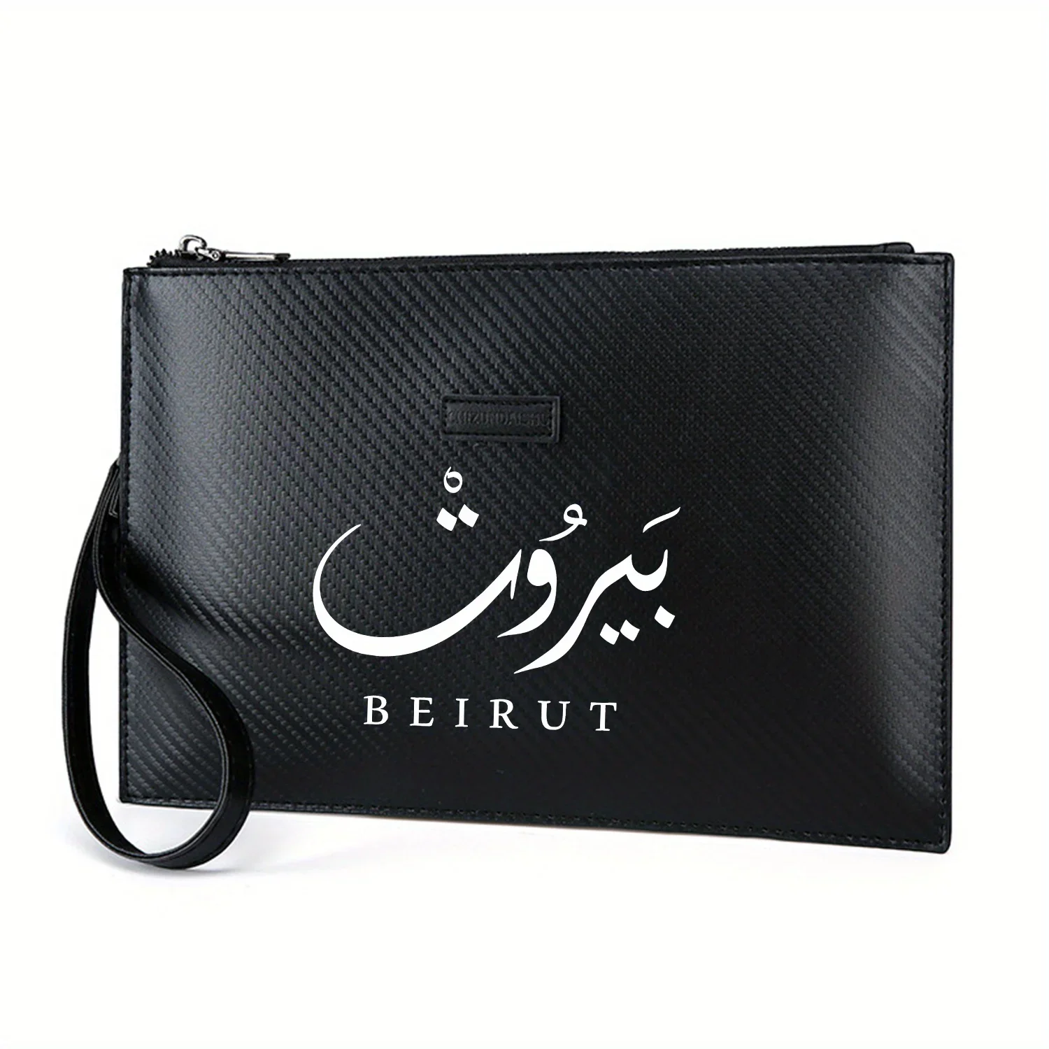 

Арабская каллиграфия Beirut с белым текстом Элегантная мужская сумка из искусственной кожи с принтом Модная и практичная для повседневной носки