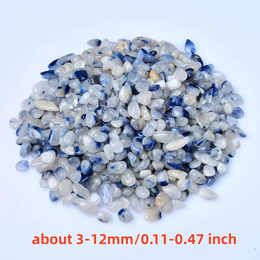 رقائق الحصى Rutilata الزرقاء الطبيعية 3-12 مم، رقائق كريستال Rutilated باللون الأزرق الطبيعي، رقائق الأحجار الكريمة الزرقاء غير المحفورة