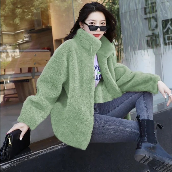 2023 Winter Stand Kragen zweiseitige Samt dicke warme Kunst pelz Mantel Damen Casual Fashion All-Match Outwear Frauen Cardigan Jacke