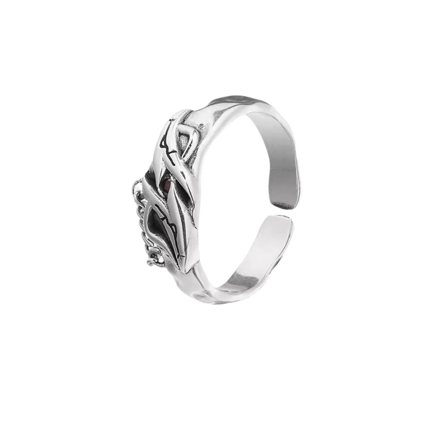 Vintage Lines Vortex Pattern Ring Male Index Finger Accessories Personality Crystal Eye Tassel Chain Design Men Ring Open Size