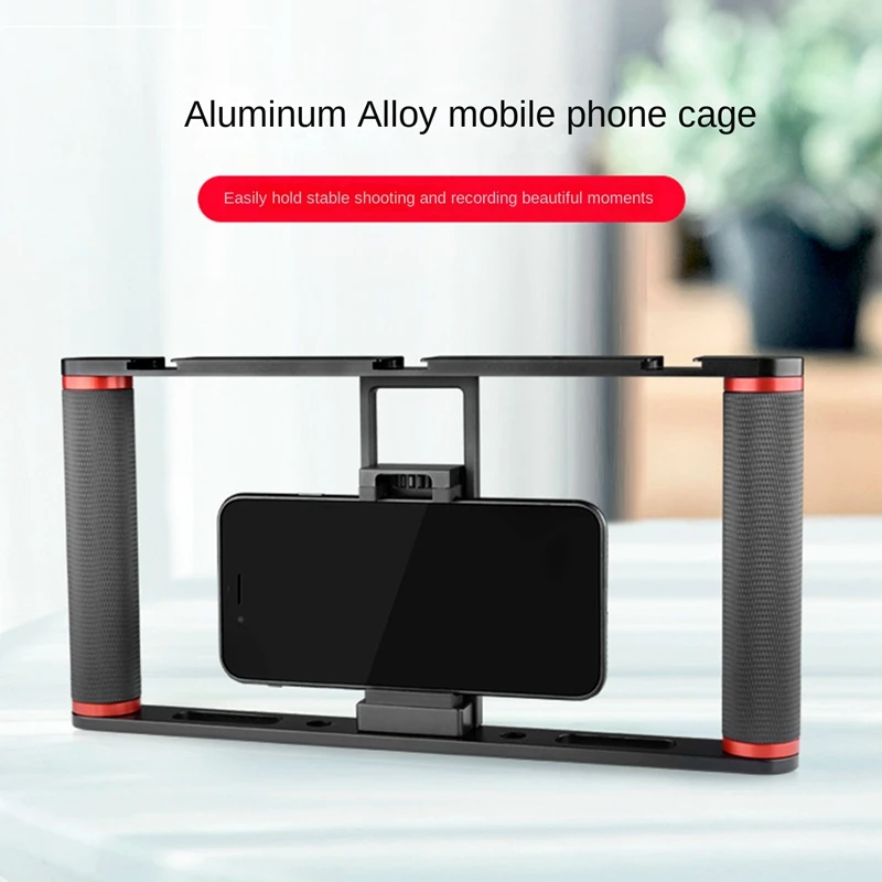 สมาร์ทโฟนวิดีโอ Rig Cage Mount Holder Handle Grip สําหรับโทรศัพท์มือถือ Filmmaking Videomaker