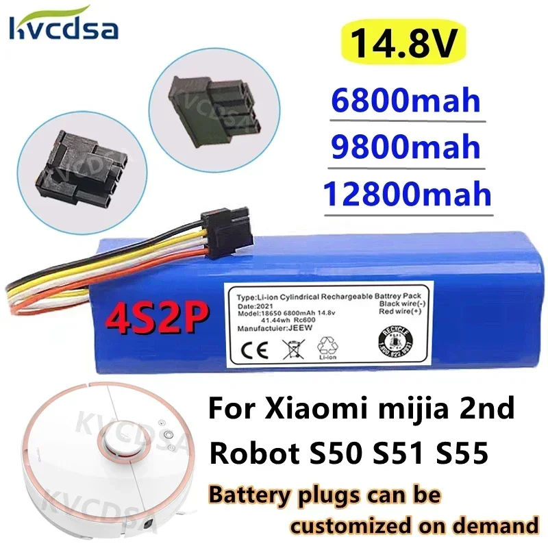 6800mah li-ion Robotic Vacuum cleaner Replacement Battery for Xiaomi mijia 2nd Robot Roborock S50 S51 S55 Accessory Spare Parts