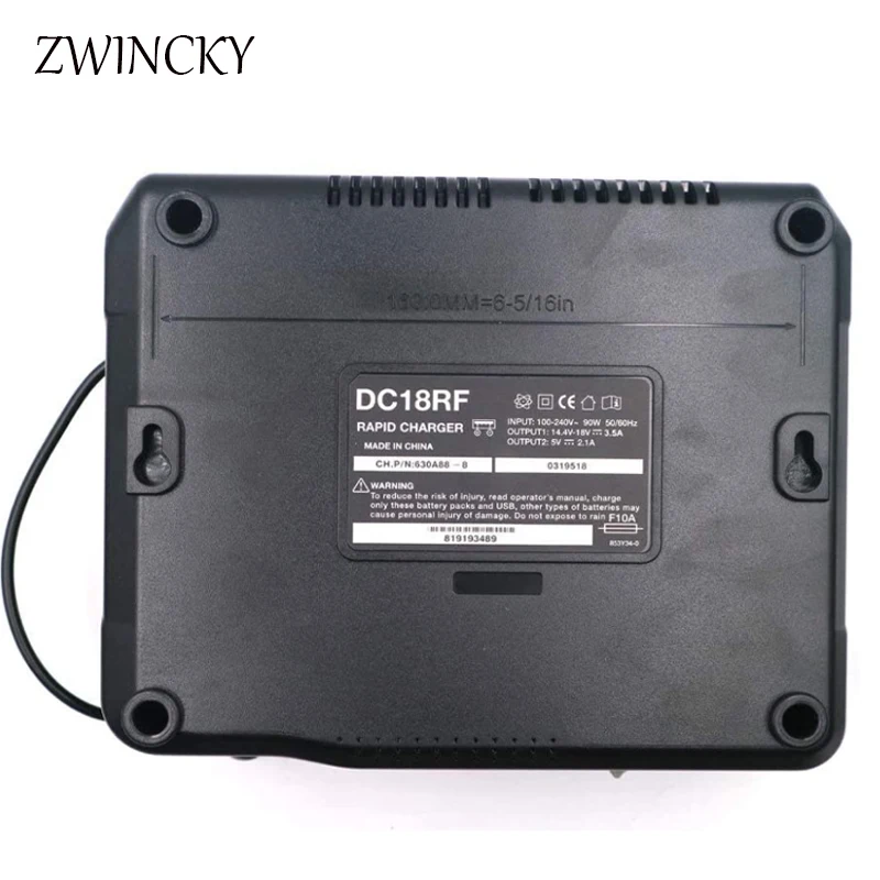 ZWINCKY DC18RF ładowarka litowo-jonowa 3.5A prąd ładowania dla Makita 14.4V 18V BL1830 Bl1430 DC18RC DC18RA elektronarzędzie z USB