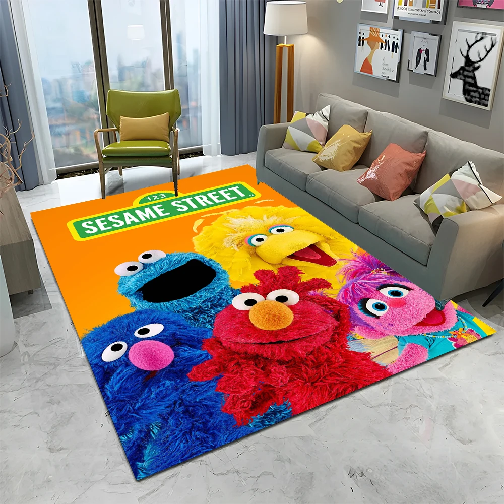3D Sesame Street TV Cute Cartoon Carpet Rug for Home Living Room Bedroom Sofa Doormat Decor,kid Play Area Rug Non-slip Floor Mat