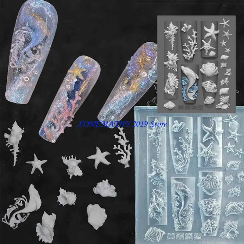 

F42F Multifuntional Silicone Mold for Ocean Inspired Designs in Manicures