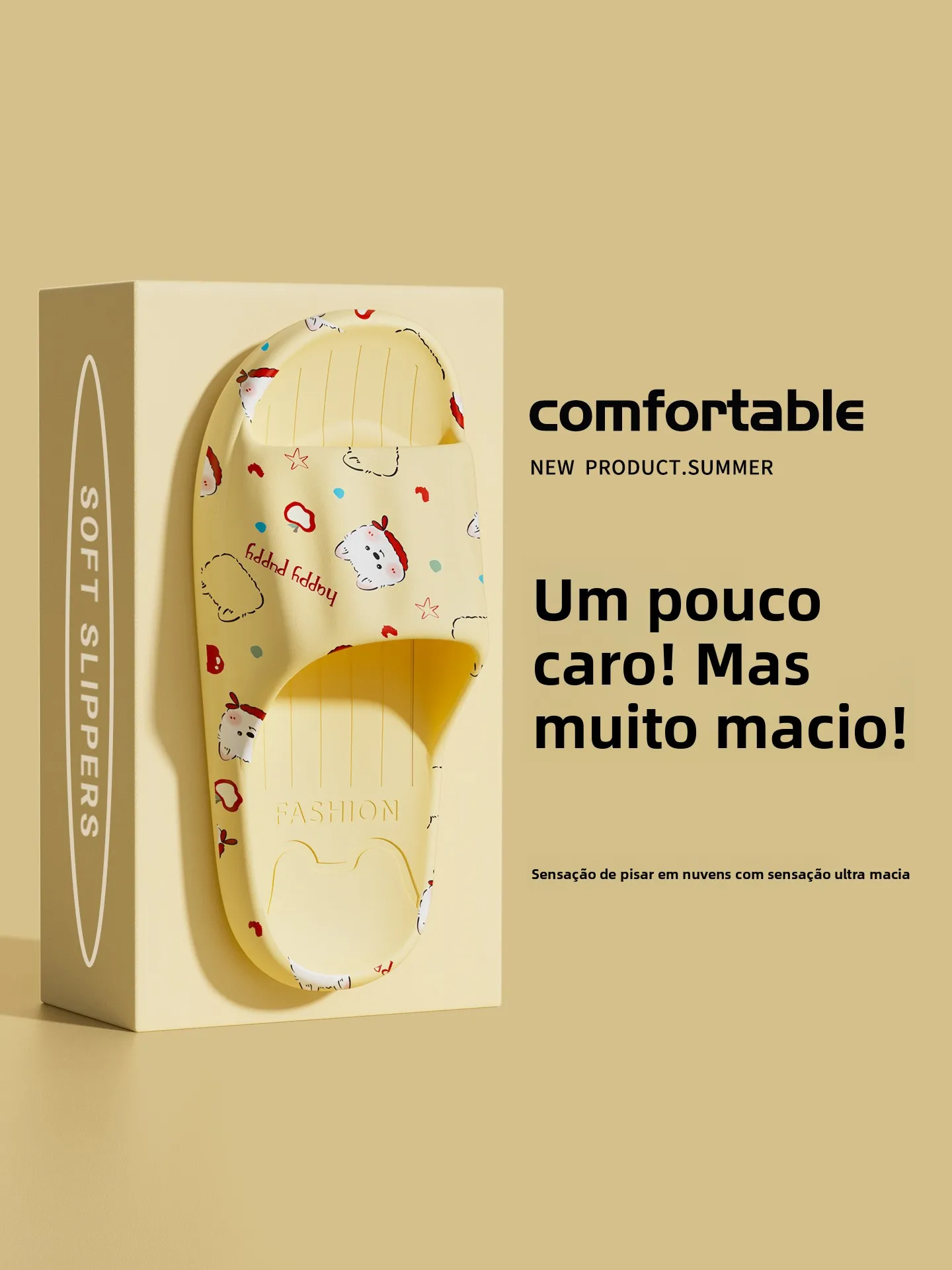 Chinelo Feminino Lidan Fofo para Uso Interno, Banho, Antiderrapante, EVA, Slip-On, Confortável, Respirável e Resistente ao De...