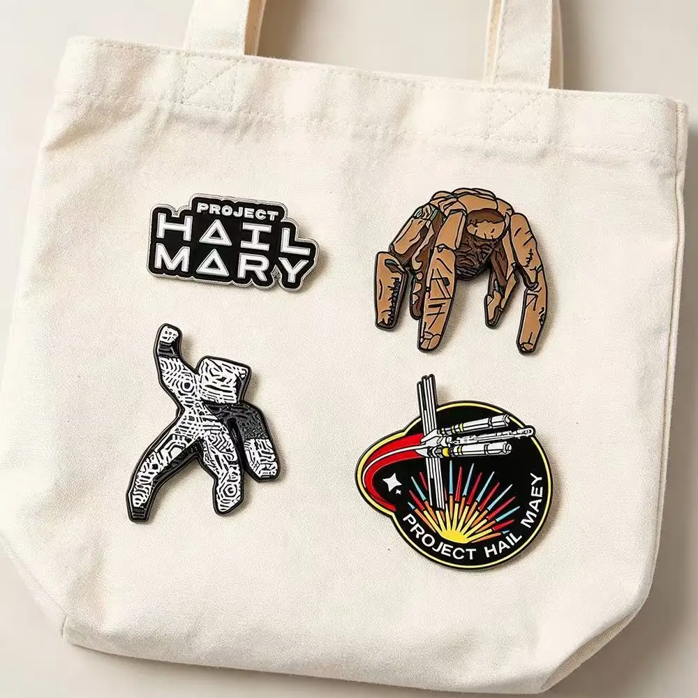 4psc Sci-Fi Enamel Brooch Set 'Rescue Plan' Inspired Collectible Badge For Backpack Small Gift