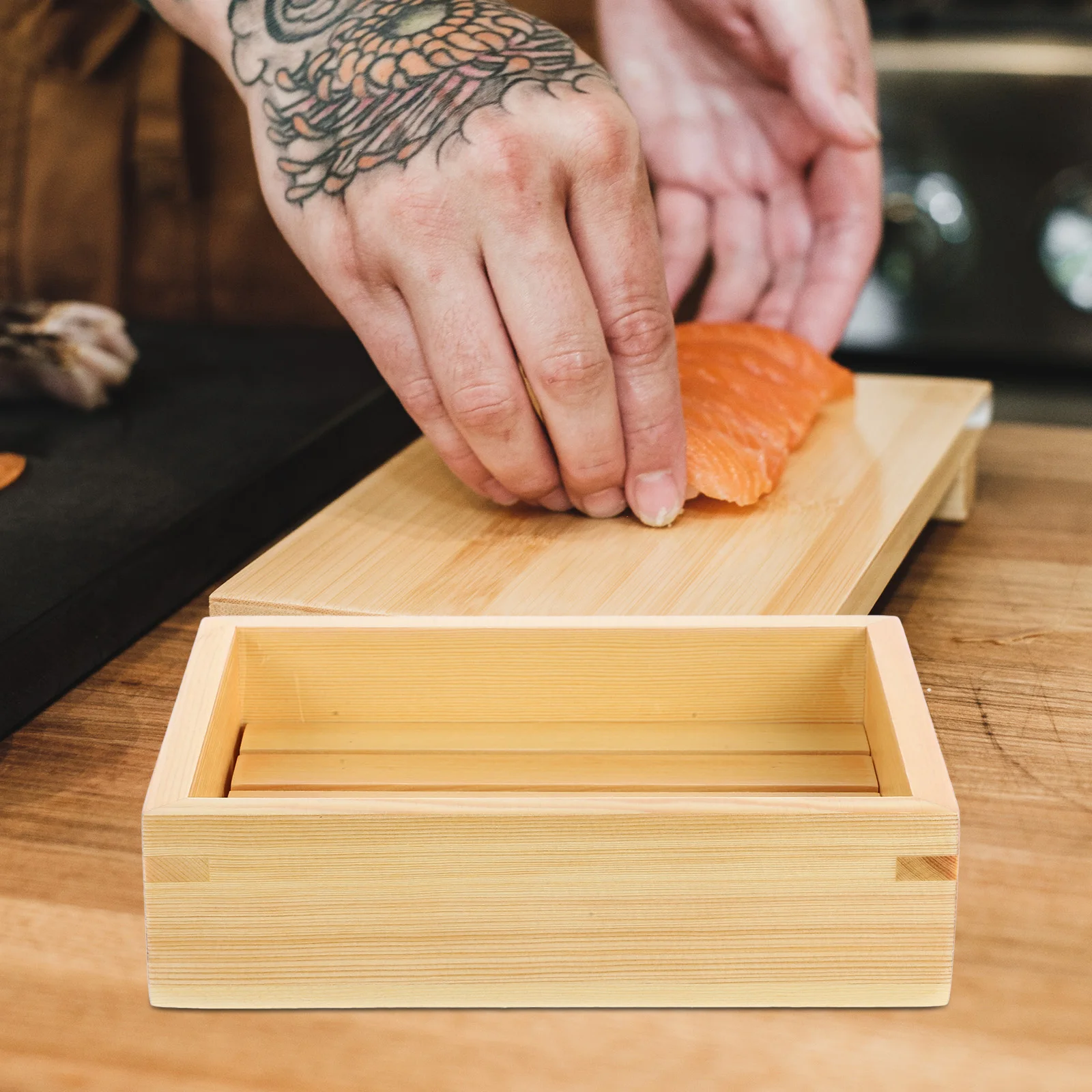 

Japanese Sashimi Dish Food Tray Wooden Platter Sushi Plate Decorative Container Practical Serving Long Rectangle