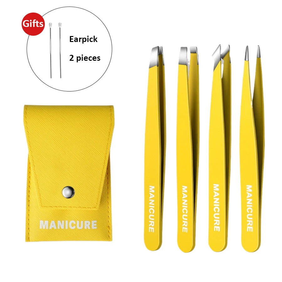 Pince à épiler sourcils colorée en acier inoxydable, outil de beauté pour l'épilation des poils fins, pinces biseautées pour sourcils, outils de maquillage