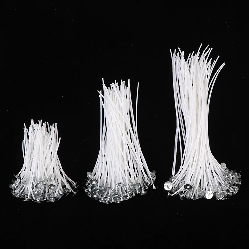 100 Pieces Candle Wicks Pre-Waxed Wick Handmade Candle Supplies Wax Centering Device For DIY Candle Making Smokeless Wick