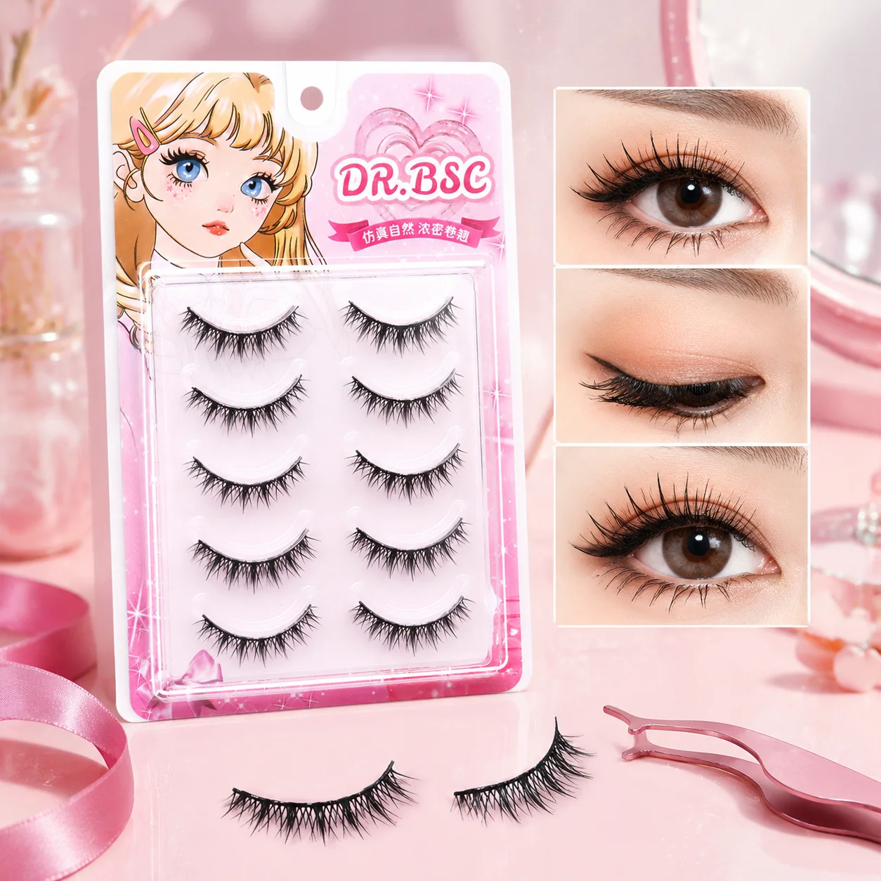 False Eyelashes Synthetic Fiber Cluster Lash Volumizing C Curl 8-12mm for Stage Makeup Dramatic Eye Lashes Professional Wear