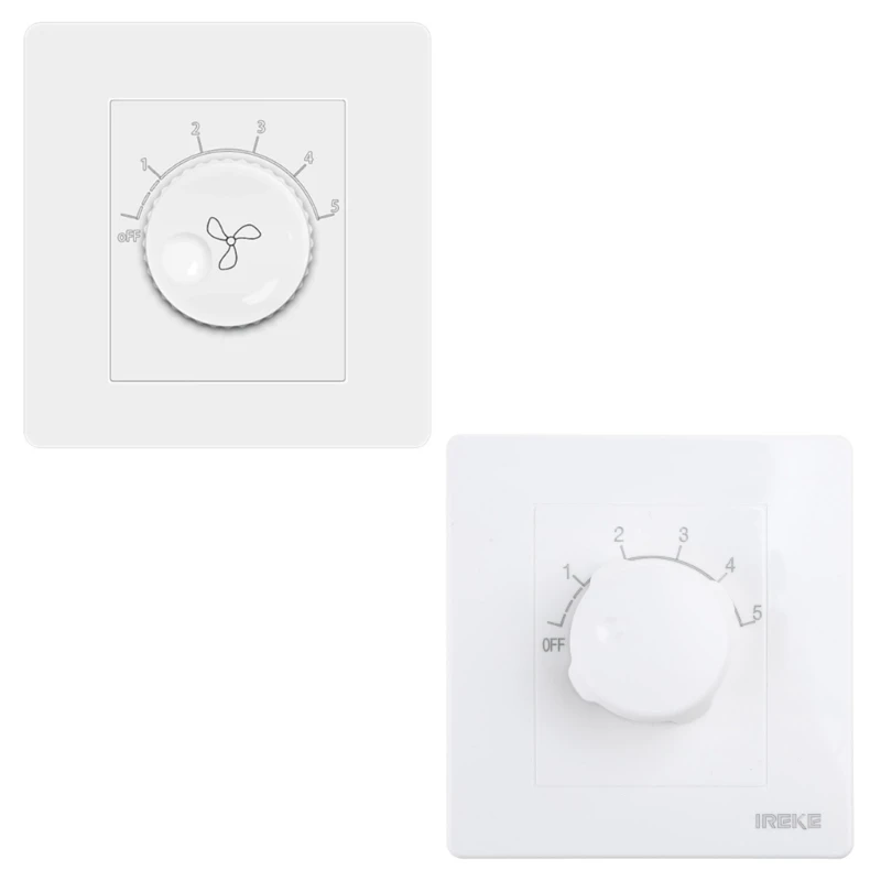 أداة ضبط سرعة التحكم في الحائط ذات السرعة المتغيرة لمروحة السقف الكبيرة، التحكم في مقبض القرص، تركيب بسيط بدون دروبشيبينغ