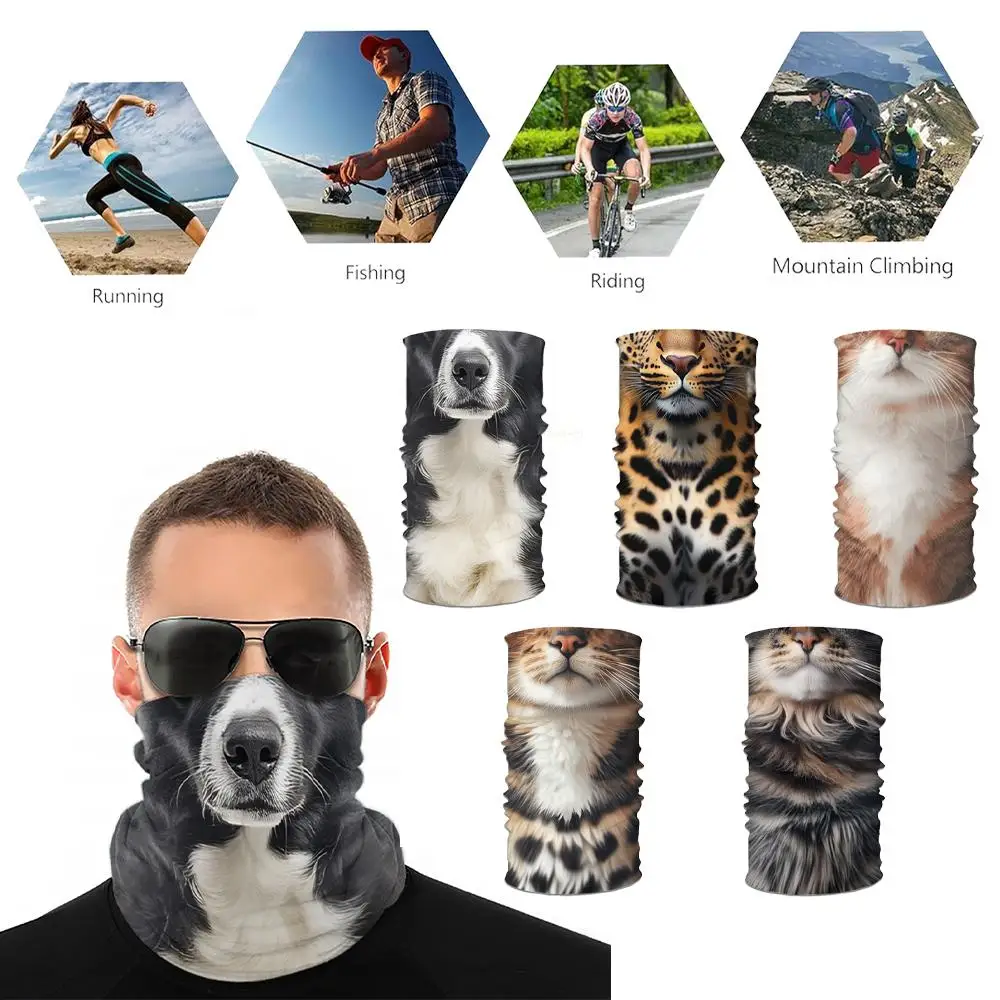

3D Animal Print Multifunctional Neck Wardrobe Outdoor Sports Cycling Hiking Fishing Tubular Face Mask Unisex Fashion Item