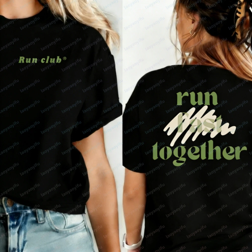 Run Together Shirt Organic Cotton Unisex Running Tee Perfect Gift for Running Buddies & Couples Casual Fitness Apparel Goth Tops