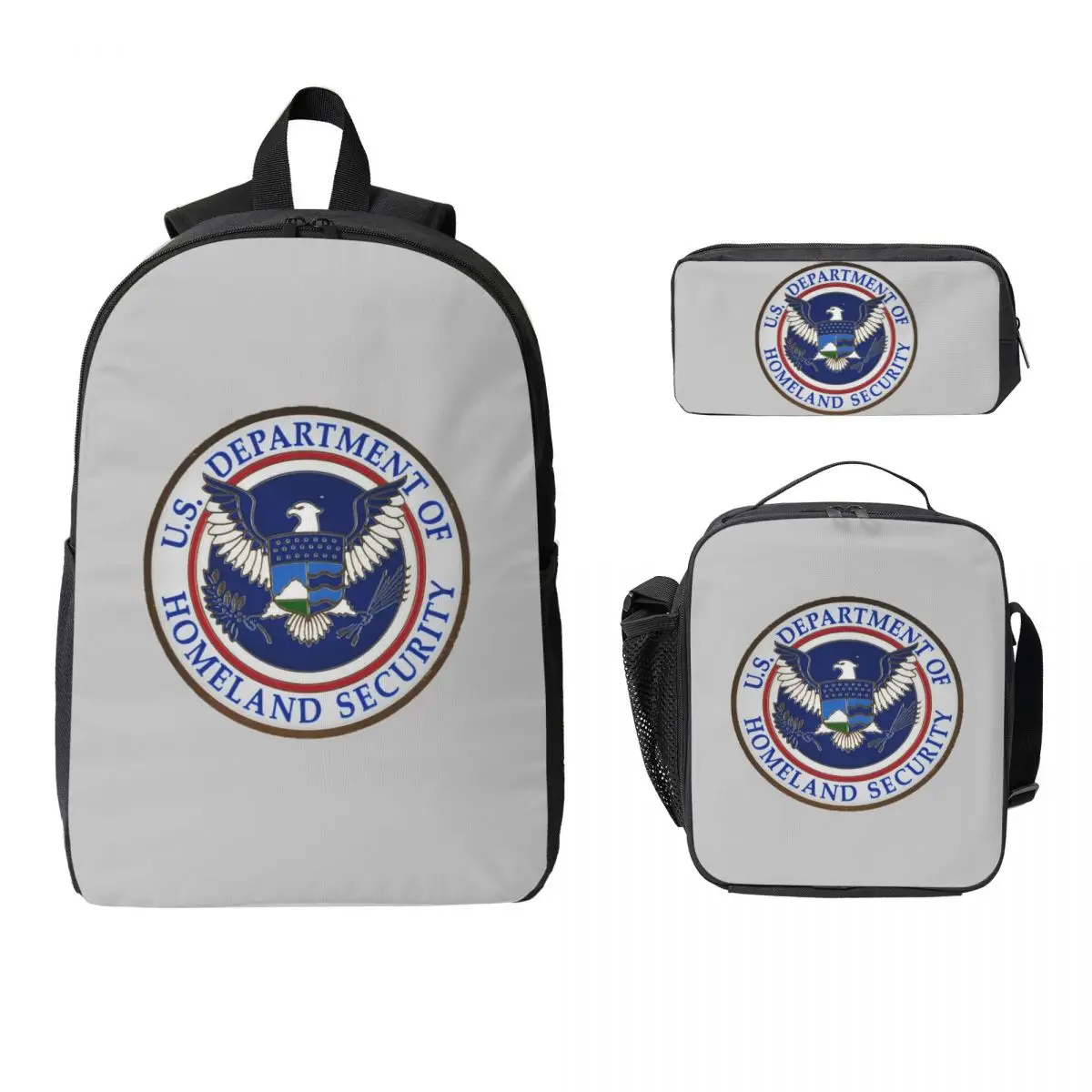 DHS - Dipartimento di sicurezza nazionale Zaino BookBag Borsa da scuola Borse a tracolla per computer Borsa da pranzo isolata 3ps Astuccio