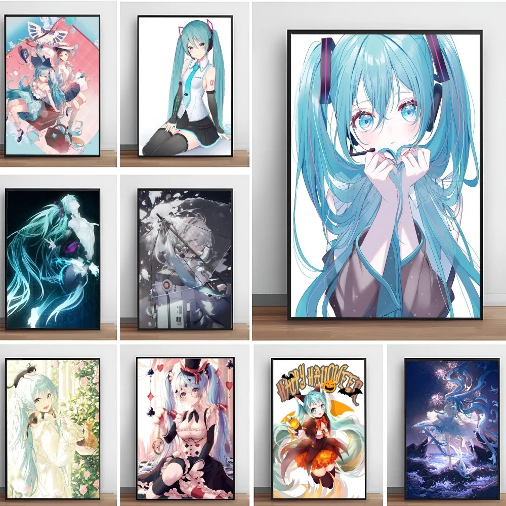 Anime Girl H-Hatsune Miku Poster Paper Print Home Living Room Bedroom Entrance Bar Cafe Art Painting Decoration