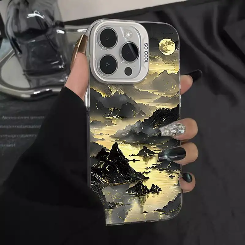 

Эстетическая красота, картина маслом, лунный свет, горный чехол для телефона для IPhone 16, 15, 14, 13, 12, 11 PROMAX XSXR 7, 8 Plus, чехол для телефона